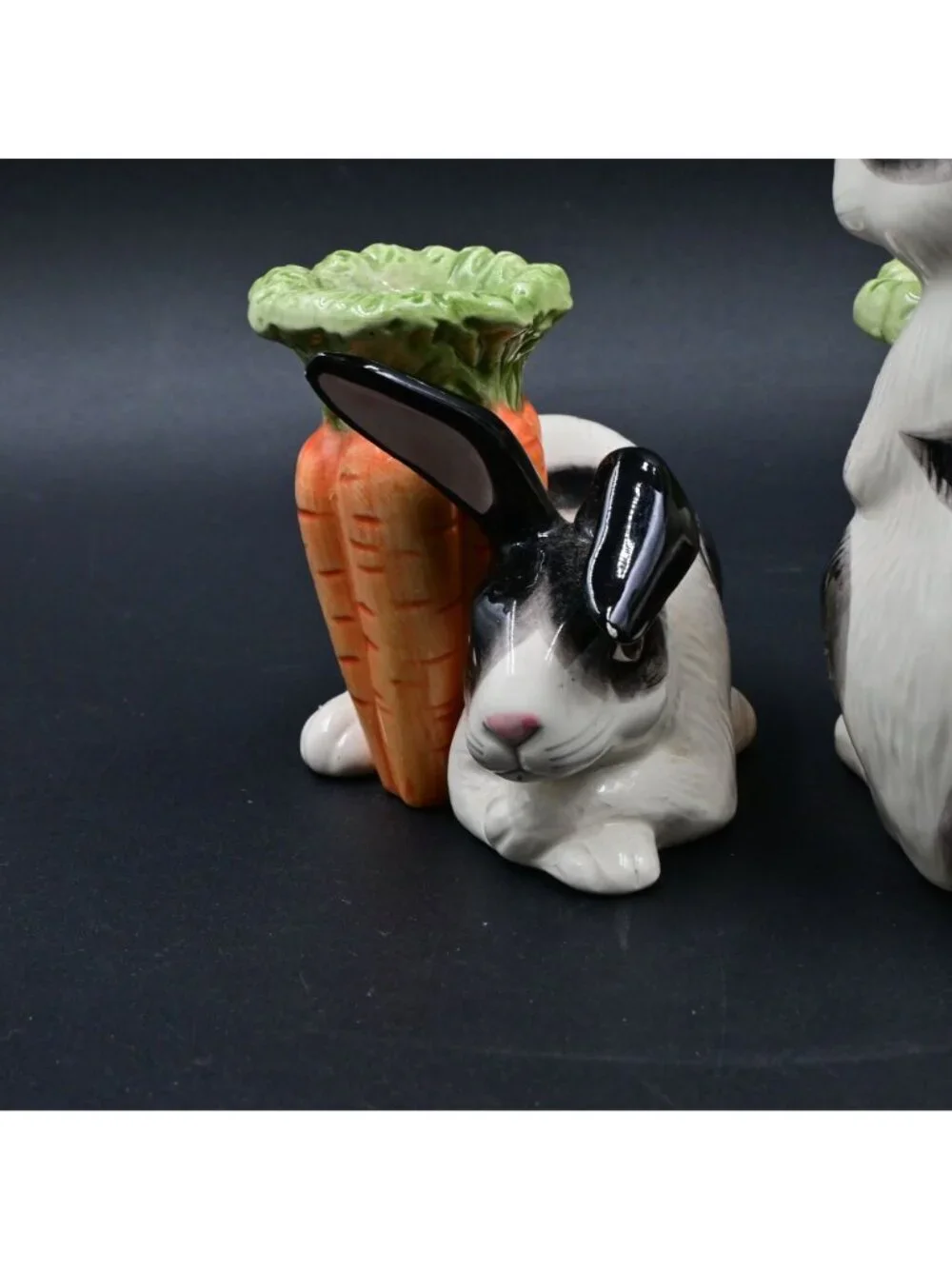 Fitz and Floyd Kensington Rabbit Candle Holder Set Vintage 1987 Bunny Carrot